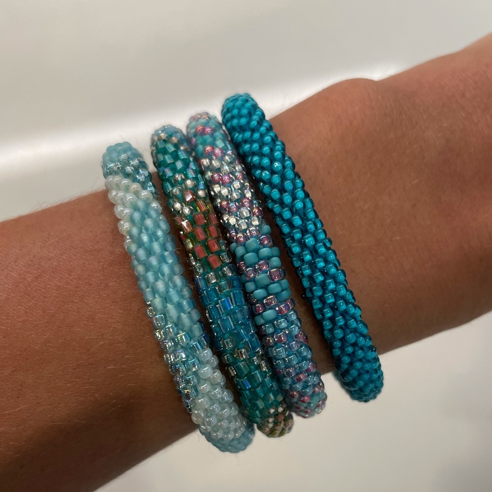 Light Blue Nepal beaded bracelets